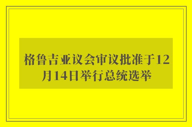 格鲁吉亚议会审议批准于12月14日举行总统选举