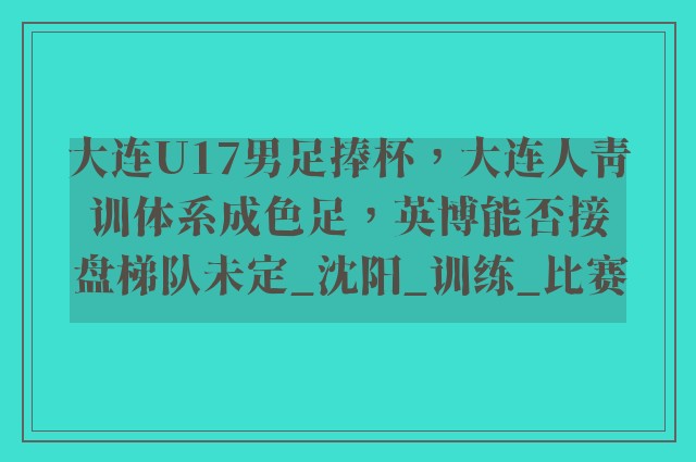 大连U17男足捧杯，大连人青训体系成色足，英博能否接盘梯队未定_沈阳_训练_比赛