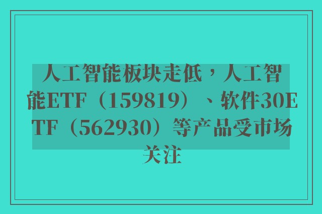 人工智能板块走低，人工智能ETF（159819）、软件30ETF（562930）等产品受市场关注