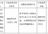 太平人寿天津分公司一保险代理人被罚：给予投保人保险合同约定以外的利益、办理保险业务活动中欺骗投保人