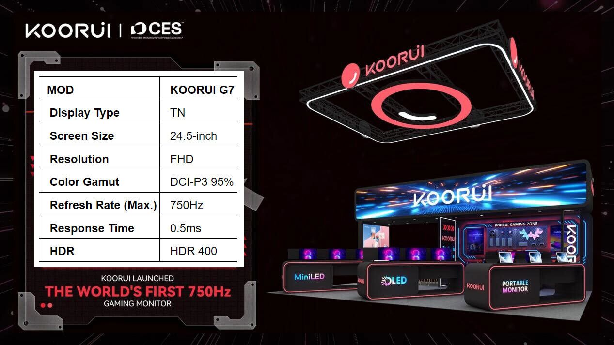 科睿将发全球首款 750Hz 消费级显示器：24.5 英寸、DCI-P3 95% 色域，突破刷新率极限